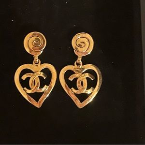 vintage Chanel heart earrings